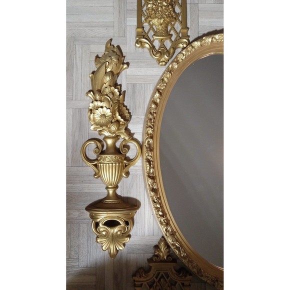 Vintage GILT WALL HANGING MIRROR SET - Picture 4 of 8